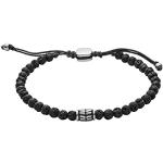 Bracelets de perles Fossil noirs en acier look fashion pour homme en promo 