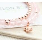 Bracelets de perles blancs en or rose à perles à motif papillons 