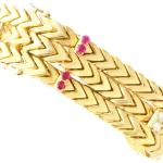 Bracelets en or dorés en or jaune 18 carats avec rubis look vintage 