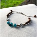 Bracelets bleues claires en verre à perles en bois look asiatique 