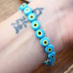 Bracelets de perles bleus en verre à perles fait main orientaux pour femme 