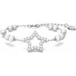 Bracelets de perles de créateur Swarovski argentés en métal à perles classiques pour femme 