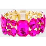 Bracelets de mariage rose fushia en cristal à strass personnalisés 