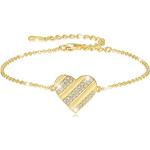 Bracelets coeur argentés en or 18 carats avec certificat d'authenticité look fashion pour enfant 