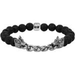 Bracelets de perles Redskins noirs en acier à perles à motif loups classiques pour homme 