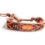 Bracelets de perles rouges en cuir à perles 