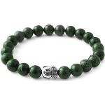Bracelets porte-bonheurs vert jade en velours à perles à motif Bouddha look asiatique pour femme 