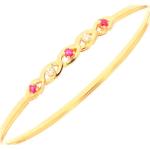 Bracelets en jonc jaunes en or à motif hiboux 18 carats avec rubis seconde main 