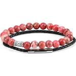 Bracelets de perles Neshraw rouges en cuir à perles classiques pour homme 
