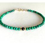 Bracelets de perles vert foncé en or à perles 24 carats pour femme 