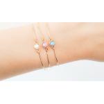 Bracelet En Opale - Bracelet Blanche Perles D'opale Or Fin Minimaliste Délicat Et À Empiler