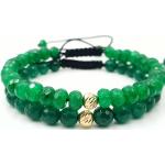 Bracelets de perles vert jade en or jaune à perles 14 carats look fashion pour femme 