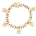 Bracelets blancs en or à motif papillons en or blanc 14 carats pour femme 