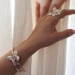 Bracelets en argent argentés en argent à motif papillons art déco pour femme 