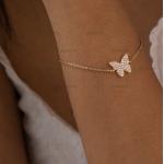 Bracelets en or argentés à motif papillons personnalisés pour femme 