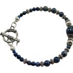 Bracelets de perles bleues claires en argent à perles à motif fleurs 