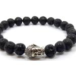 Bracelets de perles noirs à perles à motif Bouddha pour femme 