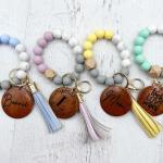 Bracelets marron en silicone à perles en bois personnalisés 