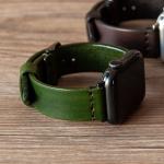 Bracelets de montre verts en cuir 