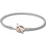 Bracelets en argent Pandora Signature argentés en métal personnalisés look chic pour femme 