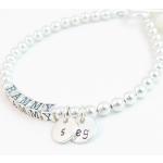 Bracelets de perles gris acier en argent à perles personnalisés pour enfant 