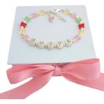 Bracelets de perles argentés en cristal à perles à motif papillons personnalisés pour fille 