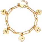 Bracelets coeur dorés en or 18 carats en diamant éco-responsable personnalisés pour femme 