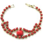 Bracelets rouges en verre fantaisie look vintage 