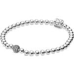 Bracelets de perles Pandora Signature argentés en argent à perles look Punk pour femme 