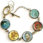 Bracelets bronze en bronze à motif fleurs Van Gogh 