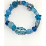 Bracelets de perles argentés en verre à perles fait main look hippie pour femme 