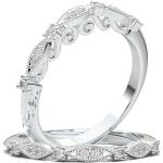 Bracelets de mariage blancs en or blanc en or blanc 14 carats en diamant art déco 