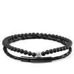Bracelets de perles Lucléon noirs en argent à perles pour homme 