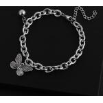 Bracelets breloques gris acier en acier à motif papillons look Punk pour femme 