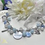 Bracelets de perles bleues claires en résine à perles à motif lapins personnalisés 