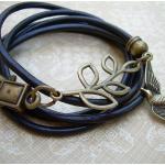 Bracelets gris plomb en cuir en cuir personnalisés steampunk pour femme 