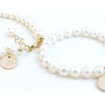 Bracelets de perles gris acier en or à perles 14 carats personnalisés pour fille 