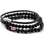 Bracelets de perles Lucléon noirs à perles à motif lions pour homme 