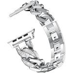 Bracelets de montre argentés en aluminium à strass look fashion pour femme 