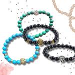 Bracelets de perles turquoise à perles à motif lions pour enfant 