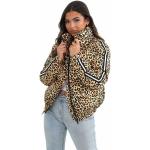 Vestes d'hiver Brave Soul multicolores à effet léopard en polyester à col montant Taille L pour femme 