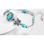 Bracelets de perles gris en métal à perles à motif papillons look fashion pour femme 