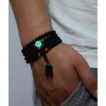 Bracelets de perles noirs à perles à motif Bouddha style ethnique pour femme 