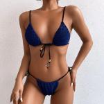 Bikinis triangle bleus en fibre synthétique à paillettes à bretelles spaghetti Taille XL look fashion pour femme 