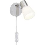 BRILLIANT lampe Janna LED alimentation spot mural et interrupteur fer/chrome/blanc | 1x LED-Z45, E14, ampoule LED 4W incluse, (450lm, 2700K) | Échelle A ++ à E | Avec conduite d'alimentation