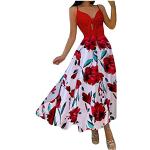 Robes fleuries rouge bordeaux à fleurs en modal à motif canards Kim Kardashian Taille XXL petite look fashion pour femme 