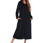 Peignoirs en satin noirs en flanelle à capuche Taille XXL plus size look fashion pour femme 