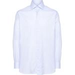 Chemises de créateur Brioni bleus clairs col italien à manches longues pour homme 