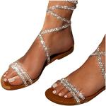 Sandales plates blanches à effet serpent en cuir à perles à motif serpents Pointure 39 look fashion pour femme 
