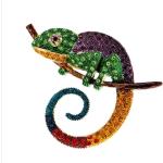 Broche Bijou Iguane Reptile Lézard Multicolore Strass Soleil Couleurs D'été Bohème Chic Accessoire À La Mode